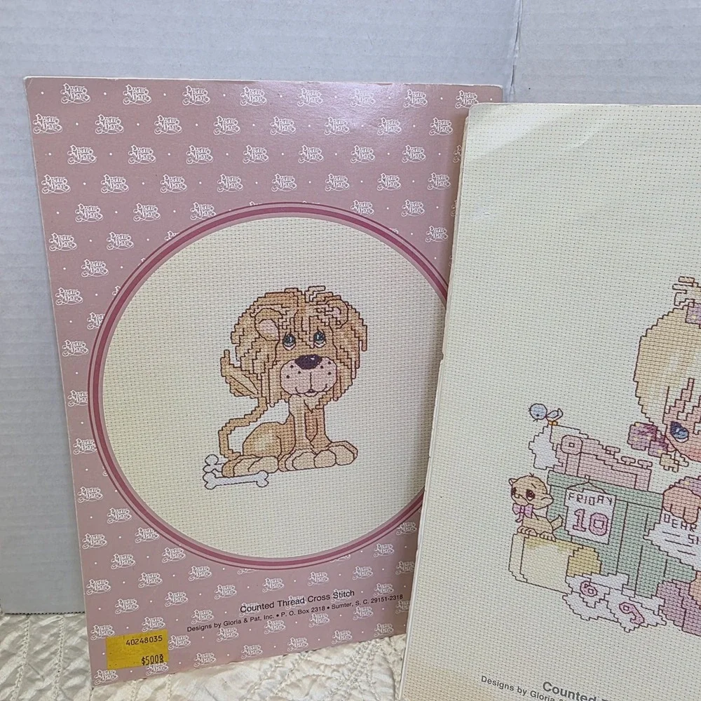 Lot Of 4 Vintage Precious Moments Cross Stitch Pattern Books Gloria & Pat 1980s